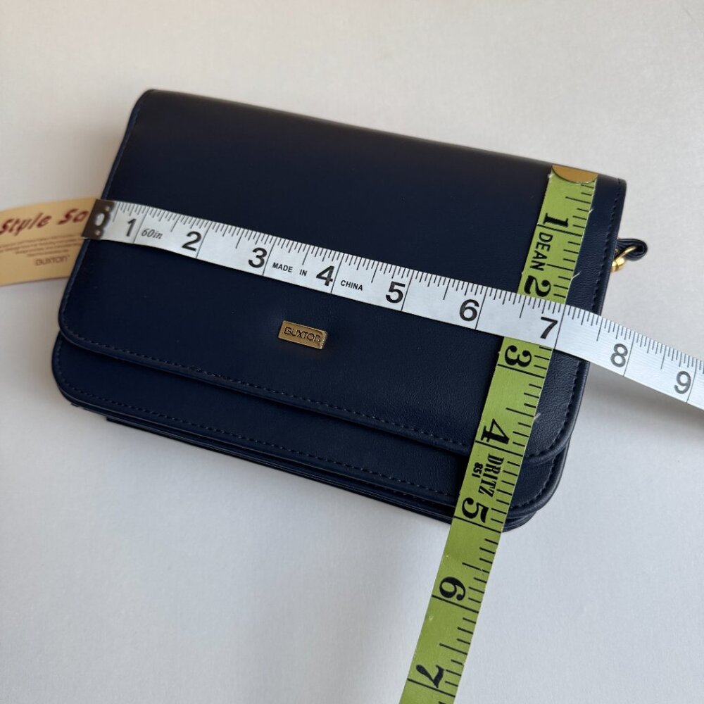 Buxton Mini Bag NWT Crossbody Navy Leather - Picture 7 of 16